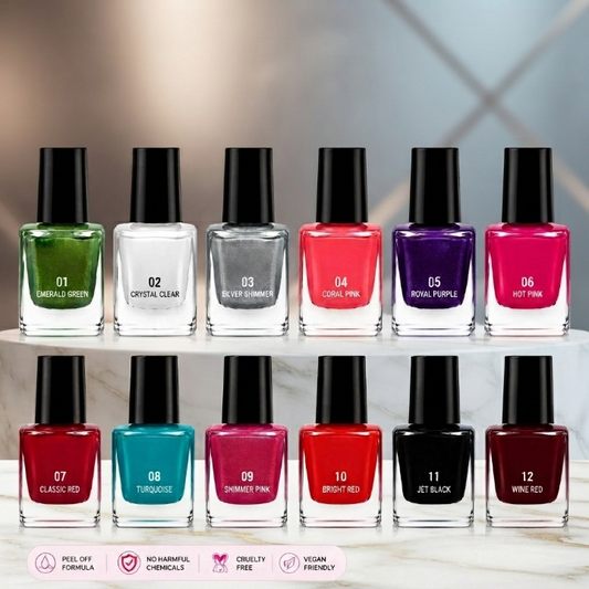 Pack of 12 - Peel Off Nail Paints